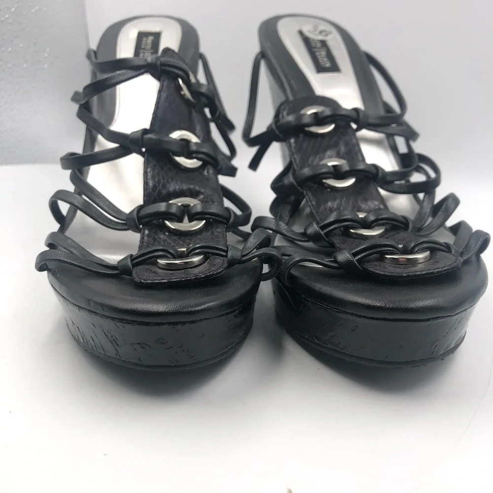 White House Black Market Black Patent Sandals 9.5M